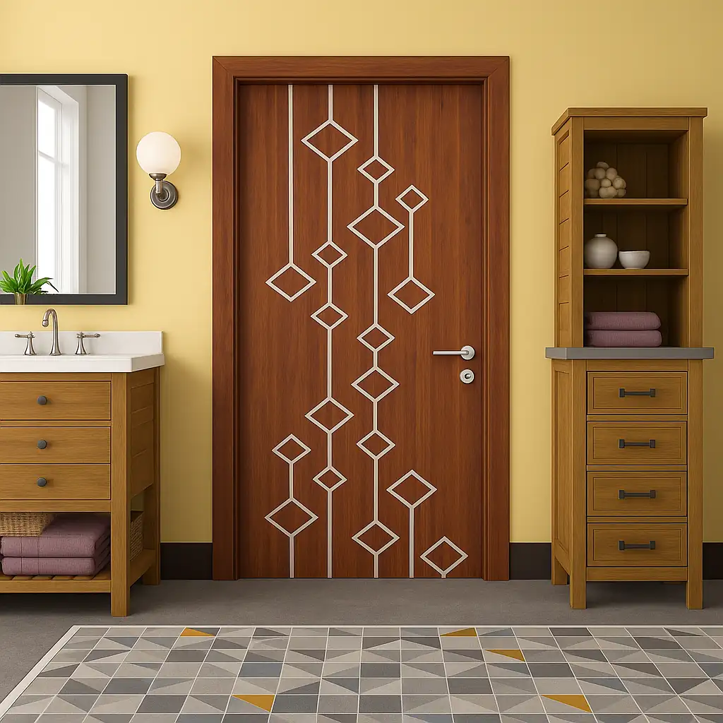 CNC WPC Door, brown laminated CNC