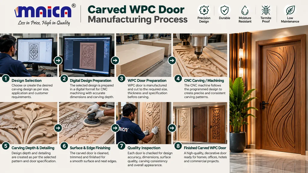 carving wpc doors manufacturing process