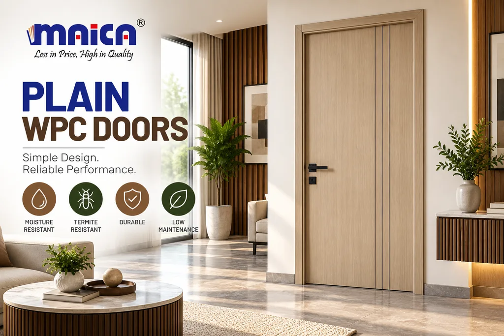 Plain WPC door in modern interior